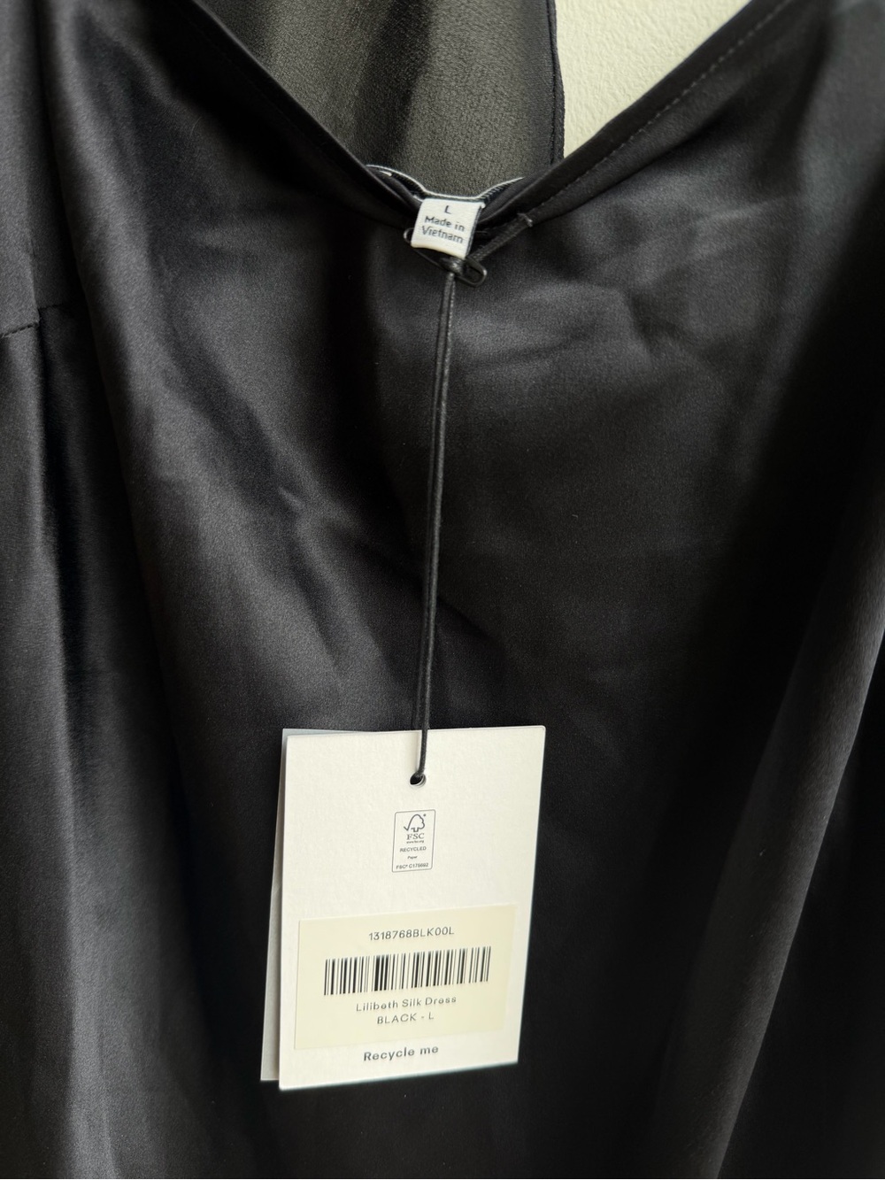 NEW NWT Reformation Lilibeth Silk Dress, Black, sz Large - Picture 7 of 14